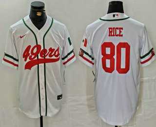 Mens San Francisco 49ers #80 Jerry Rice White Mexico Cool Base Stitched Baseball Jersey